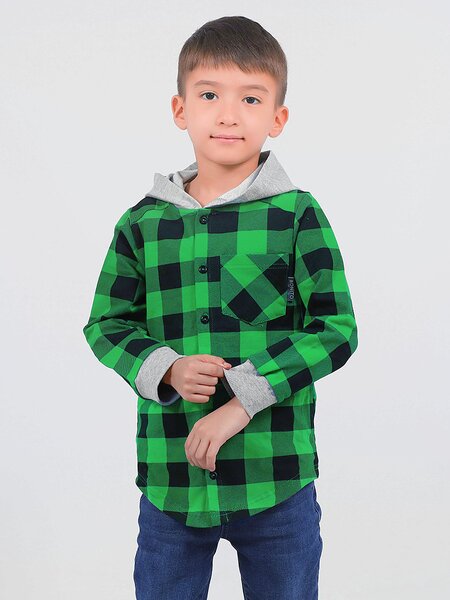Рубашка Мальчикам Bonito Зелёный; Чёрный Клетка (фото 1)