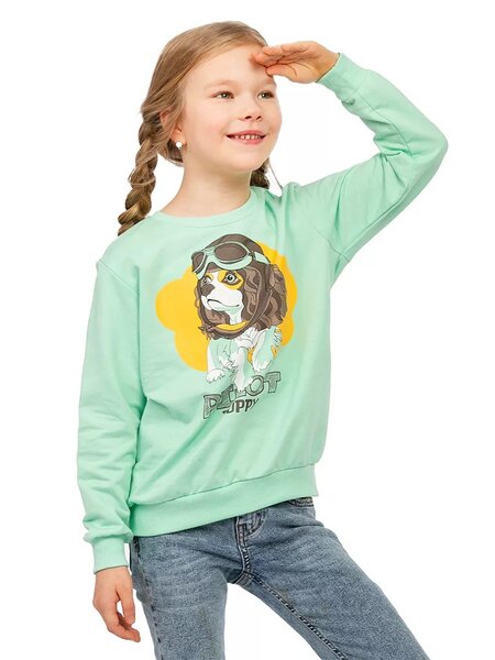 Джемпер Девочкам Baby style Мятный Собачка (фото 1)