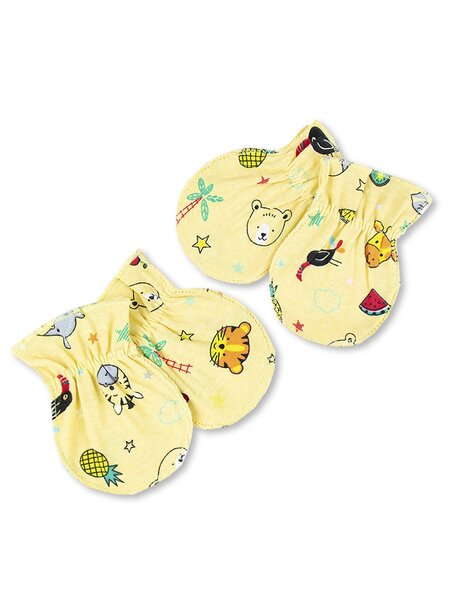 Комплект рукавичек Новорождённым Юлала Жёлтый Зверята (фото 1)