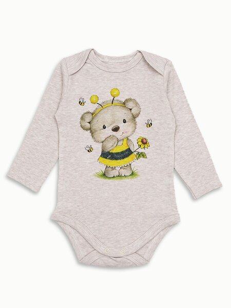 Боди Новорождённым Армения Бежевый меланж Мишка (фото 1)