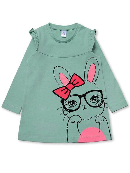 Платье Девочкам Bonito Серо-зелёный Зайка (фото 1)