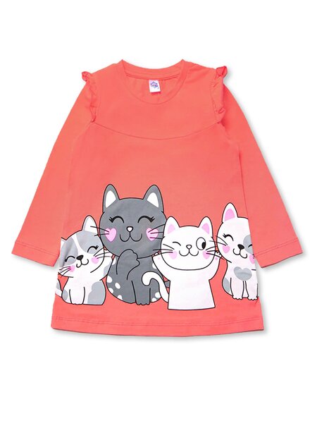 Платье Девочкам Bonito Персиковый Котики (фото 1)