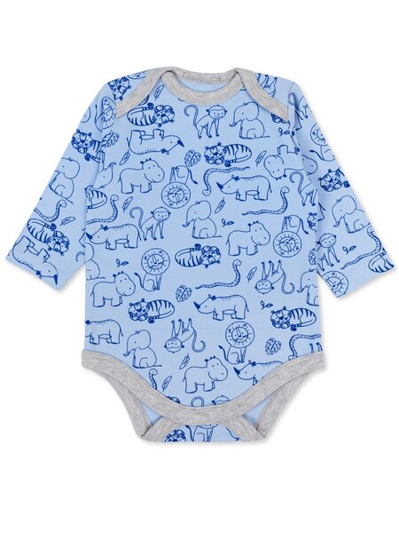 Боди Новорождённым Армения Синий светлый Зверята (фото 1)