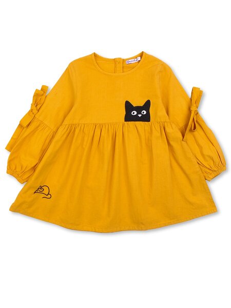 Платье Девочкам Bonito Горчичный Кошка (фото 1)