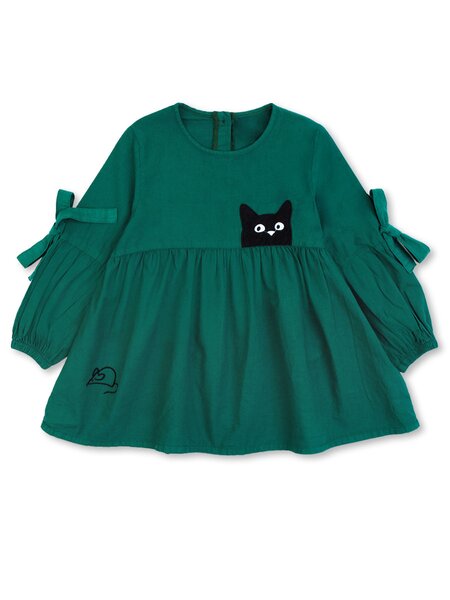 Платье Девочкам Bonito Зелёный тёмный Кошка (фото 1)