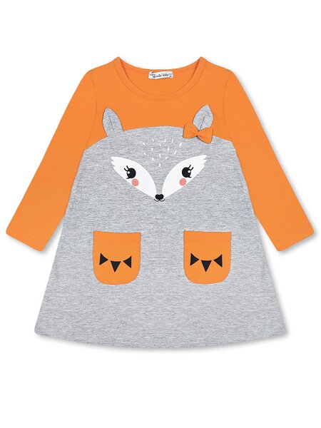 Платье Девочкам Bonito Оранжевый; Серый меланж Мордочка (фото 1)