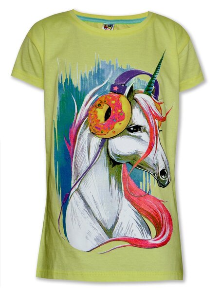 Футболка Девочкам Baby style Салатовый светлый Единорог (фото 1)