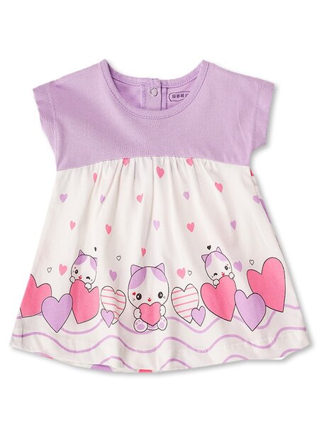 Платье ясельное Новорождённым Bonito Белый; Сиреневый Котята (фото 1)