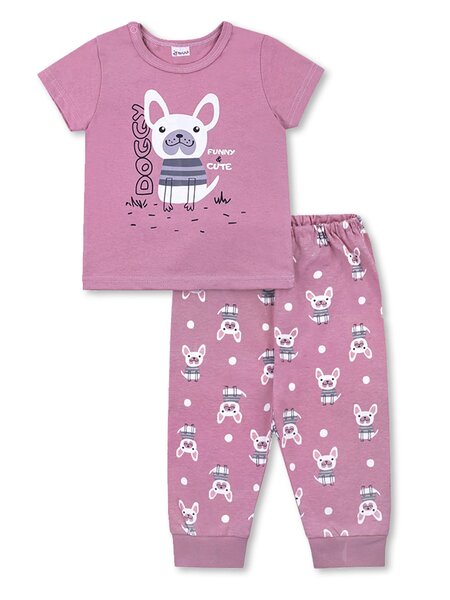 Комплект Новорождённым Юлала Розовый тёмный Собачка (фото 1)