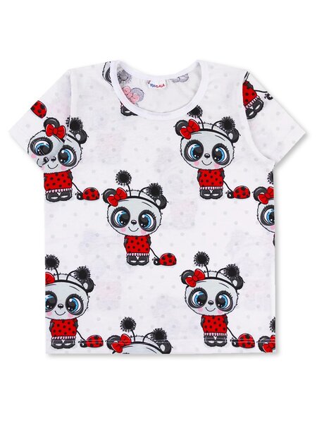 Футболка Девочкам Юлала Белый; Красный Панды (фото 1)