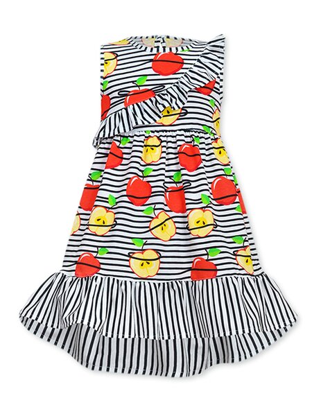 Платье Девочкам Лунёва Белый; Чёрный Яблоки (фото 1)