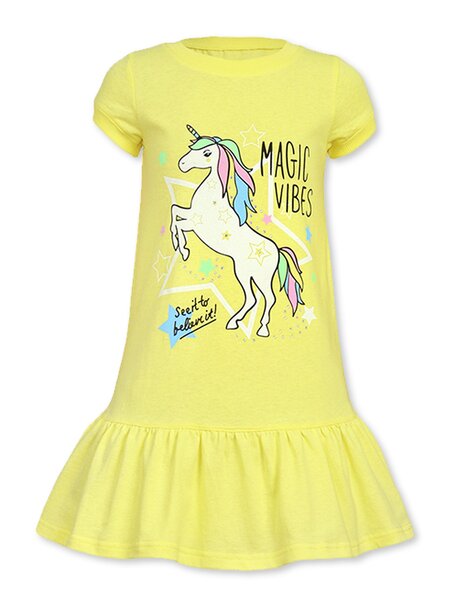 Платье Девочкам Лунёва Жёлтый Единорог (фото 1)