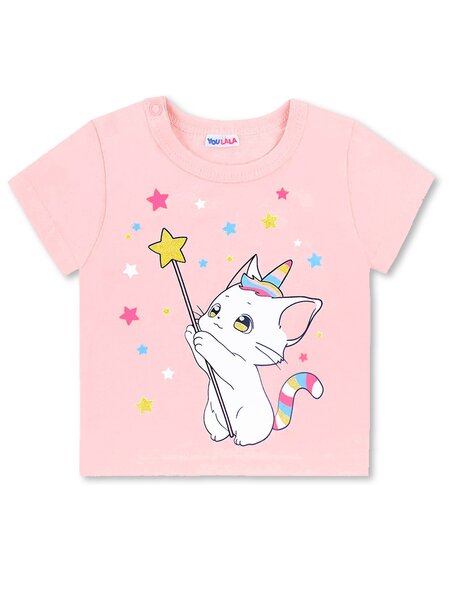 Футболка Девочкам Юлала Розовый Котёнок (фото 1)