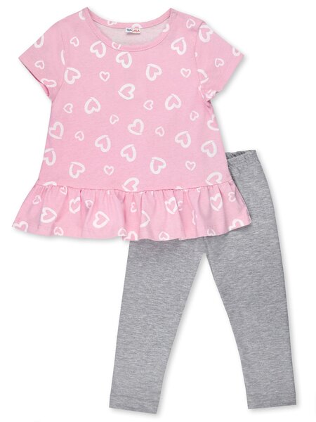 Костюм Девочкам Юлала Розовый светлый; Серый меланж Сердечки (фото 1)
