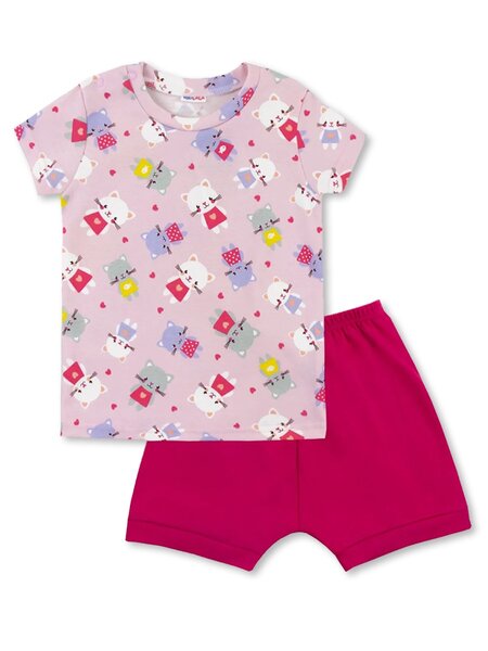 Комплект Новорождённым Юлала Розовый; Малиновый Кошки (фото 1)