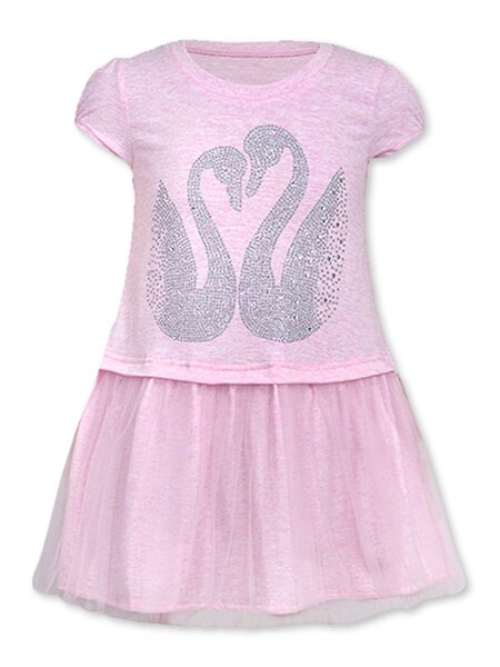 Платье Девочкам Лунёва Розовый Лебеди (фото 1)