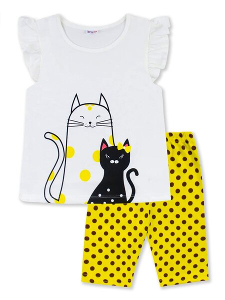 Костюм Девочкам Юлала Белый; Жёлтый Котики (фото 1)