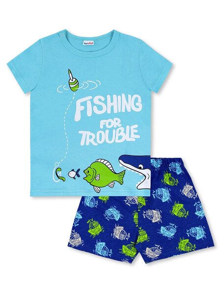 Комплект Мальчикам Юлала Голубой; Синий тёмный Рыбки (фото 1)