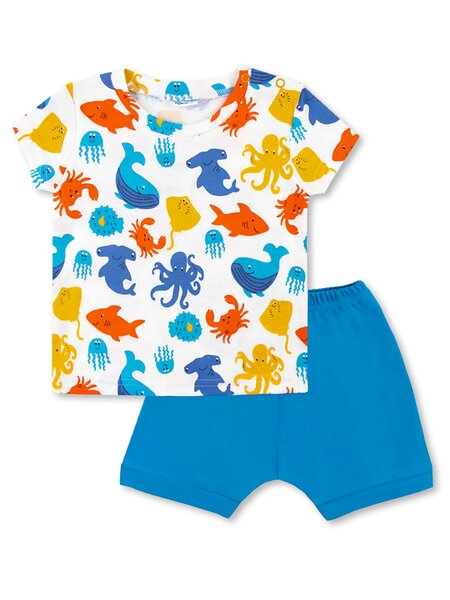 Комплект Новорождённым Юлала Белый; Синий Море (фото 1)