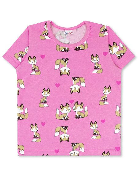 Футболка Девочкам Юлала Малиновый Лисички (фото 1)