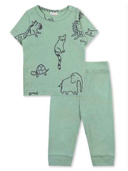 Комплект Новорождённым Юлала Хаки светлый Зверята (фото 1)