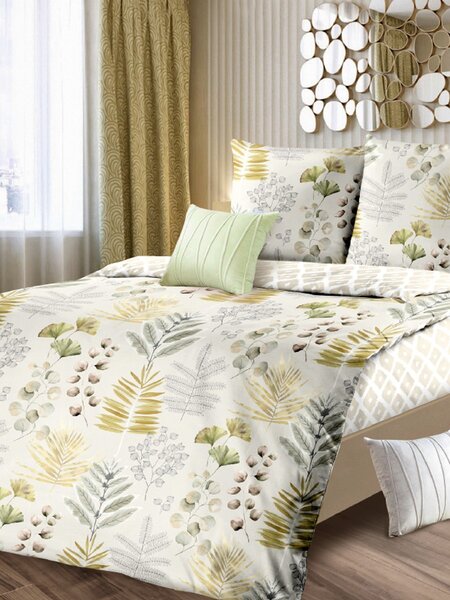 Комплект постельного белья Для дома Россия Серый светлый Листья (фото 1)