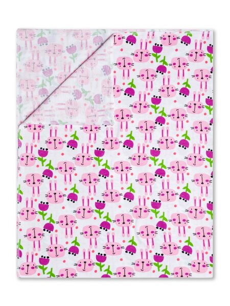 Пелёнка Новорождённым Takro Белый; Розовый Зайки (фото 1)