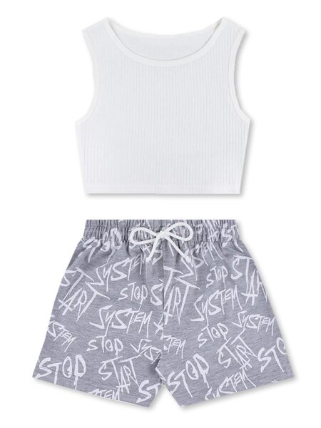 Комплект Девочкам Юлала Молочный; Серый меланж Буквы (фото 1)