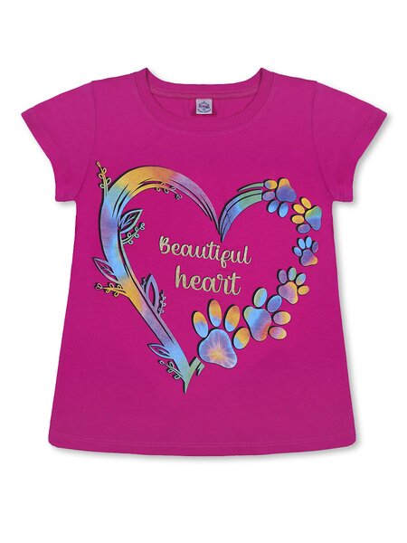 Футболка Девочкам Bonito Малиновый Сердце (фото 1)