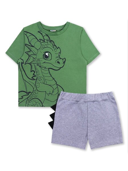 Костюм Мальчикам Юлала Зелёный; Серый меланж Дракончик (фото 1)