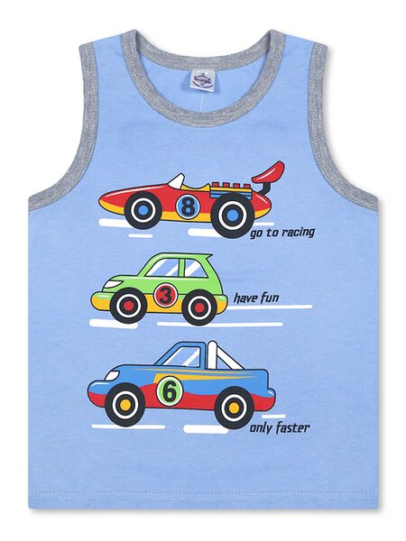 Майка Мальчикам Bonito Синий светлый Машинки (фото 1)