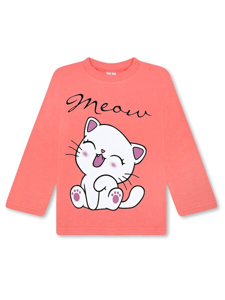 Лонгслив Девочкам Bonito Персиковый Кошка (фото 1)
