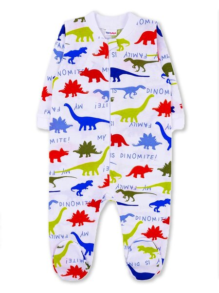 Комбинезон Новорождённым Юлала Белый Динозаврики (фото 1)