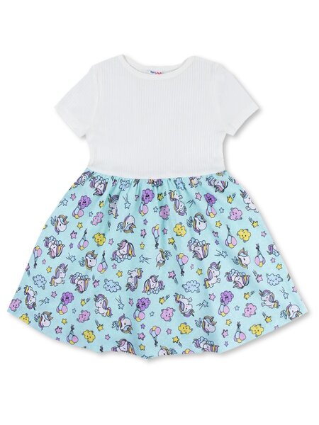 Платье Девочкам Юлала Молочный; Голубой Единороги (фото 1)