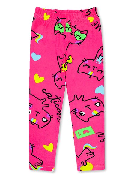 Лосины Девочкам Bonito Розовый неоновый Кошки (фото 1)