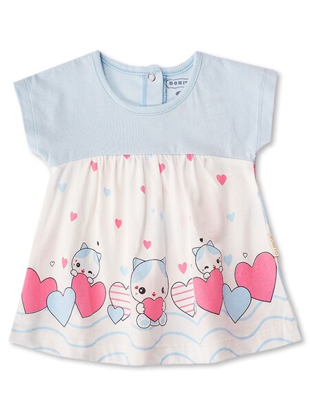 Платье ясельное Новорождённым Bonito Белый; Голубой Котята (фото 1)