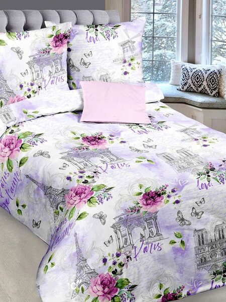 Комплект постельного белья Для дома Россия Белый; Сиреневый Париж (фото 1)