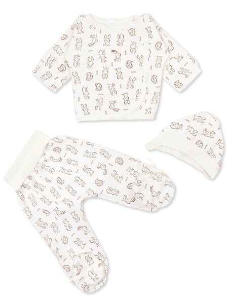 Комплект Новорождённым Россия Молочный Зайки (фото 1)