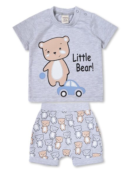 Комплект Новорождённым Bonito Серый меланж Мишка (фото 1)