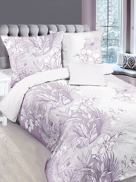 Комплект постельного белья Для дома Россия Сиреневый светлый Цветы (фото 1)