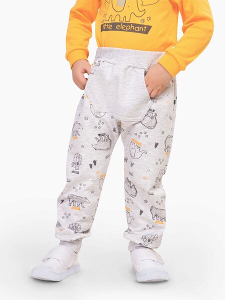 Штанишки Новорождённым Россия Серый меланж Зверята (фото 1)