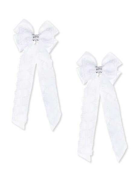Бантик на резинке, 2 шт Девочкам Baby`s joy Белый Кружево (фото 1)