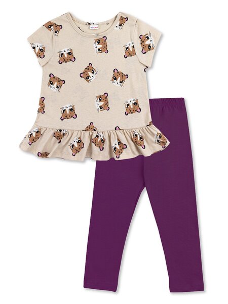 Костюм Девочкам Юлала Бежевый; Фиолетовый Леопард (фото 1)