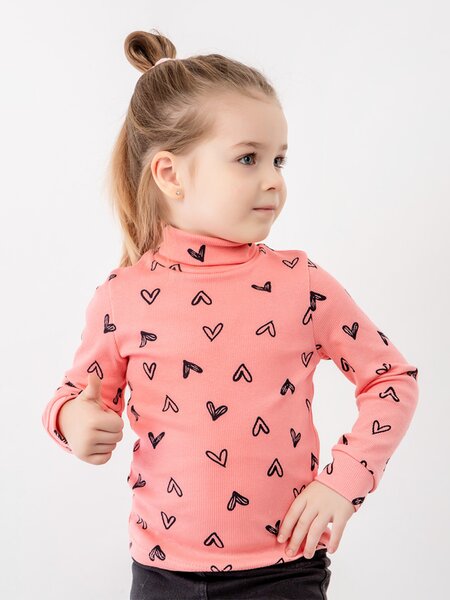 Водолазка Девочкам Юлала Коралловый Сердечки (фото 1)
