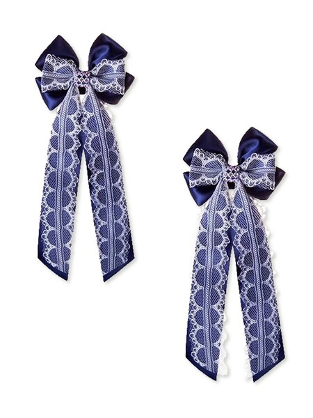 Бантик на резинке, 2 шт Девочкам Baby`s joy Чернильный Кружево (фото 1)