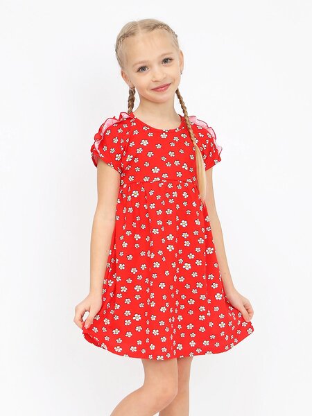 Платье Девочкам Ивашка Красный Цветы (фото 1)