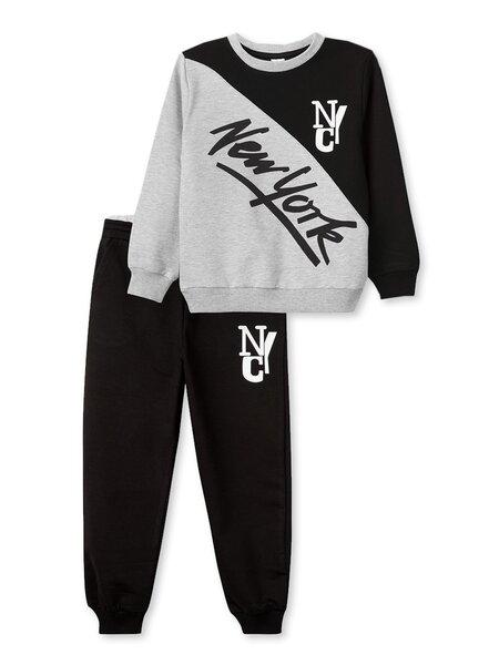 Костюм Мальчикам Bonito Серый меланж; Чёрный Надпись (фото 1)