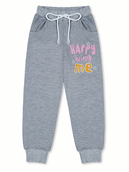 Брюки Девочкам Bonito Серый меланж Надпись (фото 1)