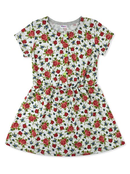 Платье Девочкам Юлала Серый меланж; Красный Цветы (фото 2)