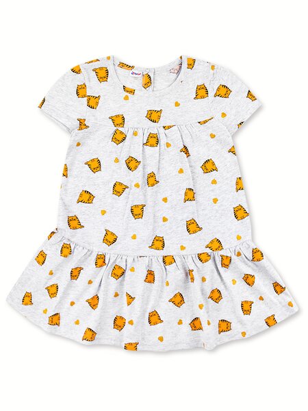 Платье Девочкам Юлала Серый меланж Котики (фото 2)